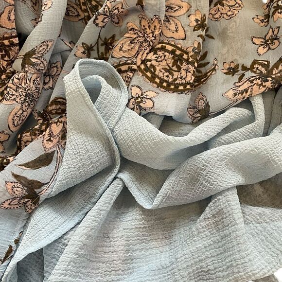 American Eagle Blue Floral Paisley Babydoll Top Size M Bow Tie Back - Picture 15 of 15